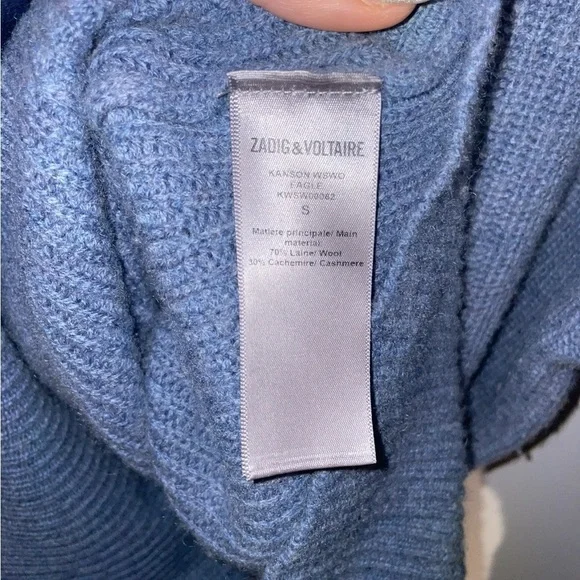 New! Zadig & Voltaire Kanson Phoenix Cashmere Blue Sweater 💙 Small ✨ Rare - Picture 13 of 13